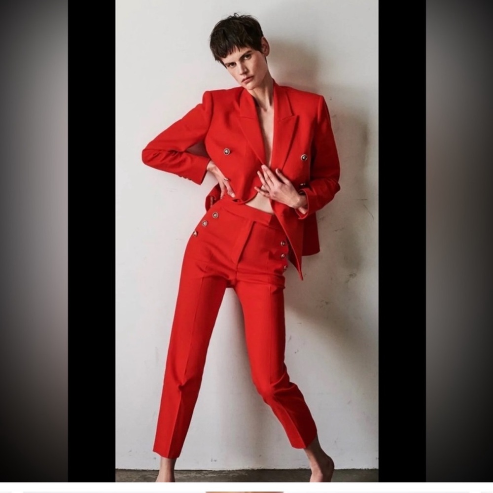 Zara red suit new with tags. Buttoned double breasted blazer